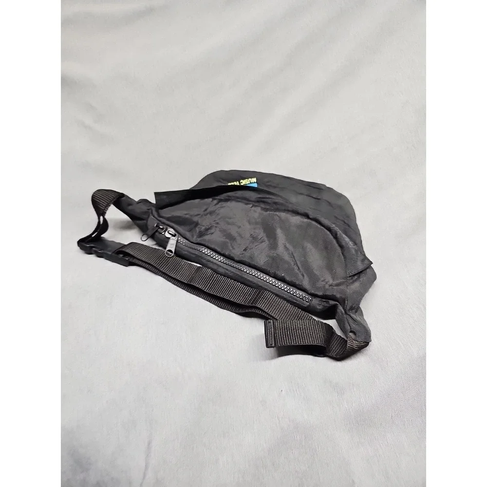 Vintage 1990s MTV Fanny Pack Black Belt Bag Cross Body Waist Bag